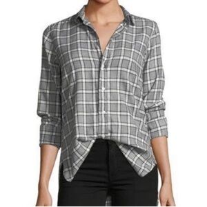 Frank & Eileen Grayson Black & Gray Plaid Italian cotton button up Shirt small